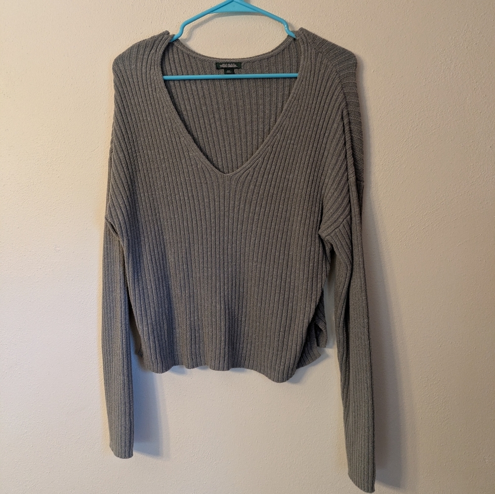 Wild Fable Gray Cropped Knit Sweater